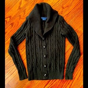 Ralph Lauren Sport Black Cable Knit Cardigan